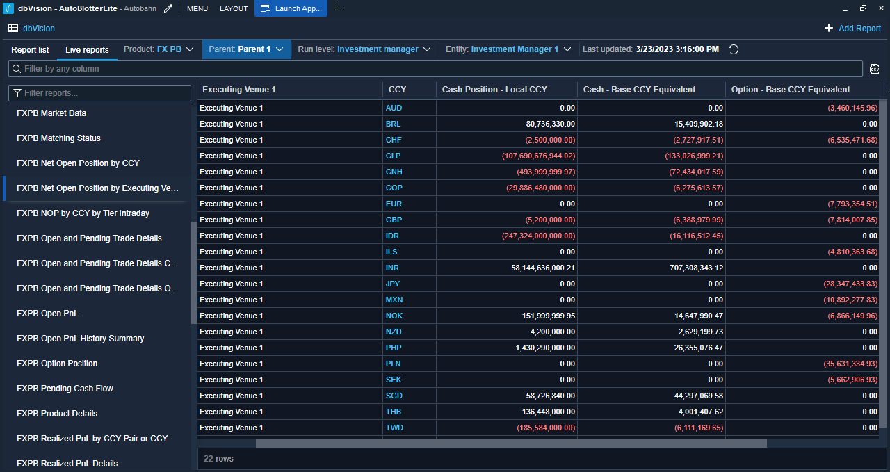 Net Open Position in AutoBlotter Lite